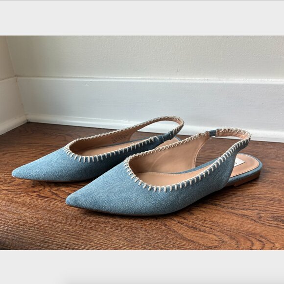 Steven Madden Denim Blue Blue Malina Slingback Flats - Size 9.5 - Picture 1 of 4